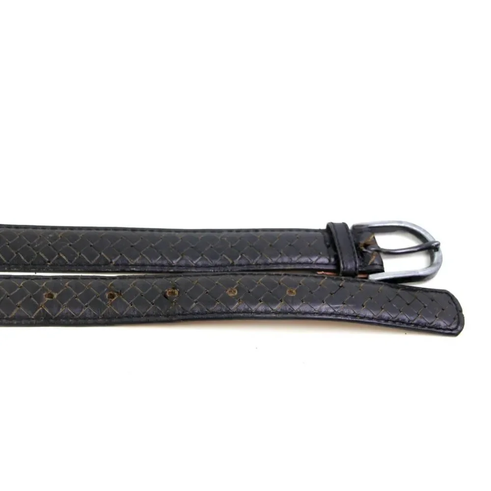 BRAIDED BLACK GENUINE LEATHER 7/8